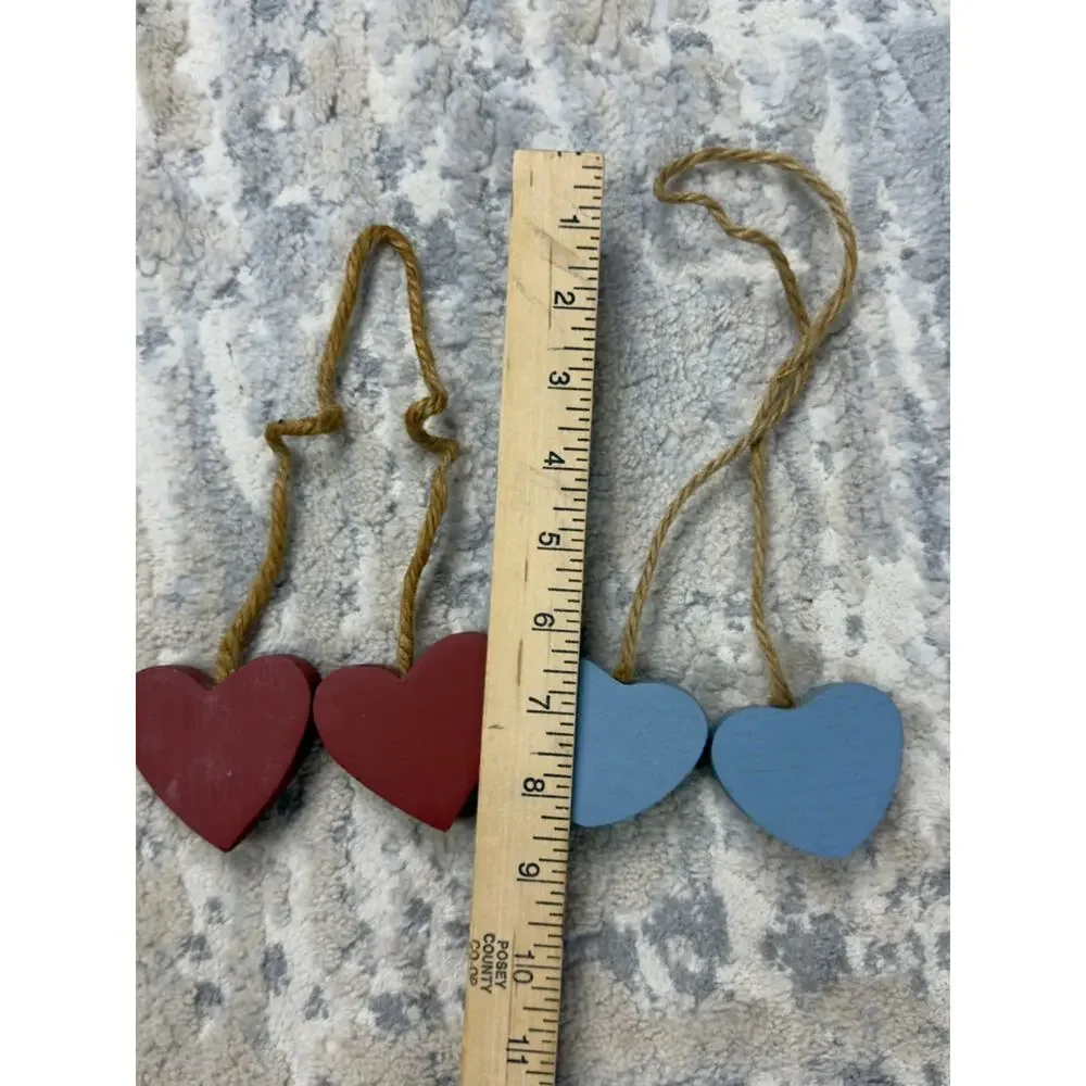 Vintage Wooden Country Hanging Heart Shelf 9” x 23” w/wooden hanging hearts